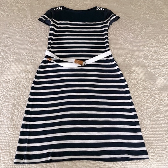 NWOT Ralph Lauren navy/white striped cotton knit dress w/belt - Picture 4 of 9